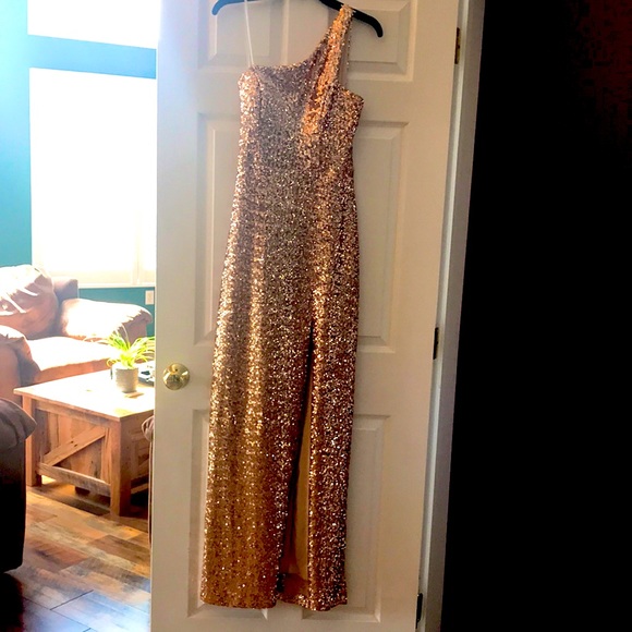 Sparkle Gold Formal Gown - sz 9 - Picture 1 of 4